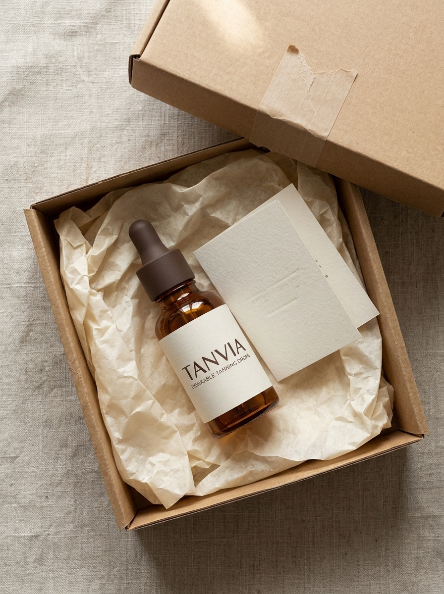 TANVIA unboxing with kraft box and tissue paper